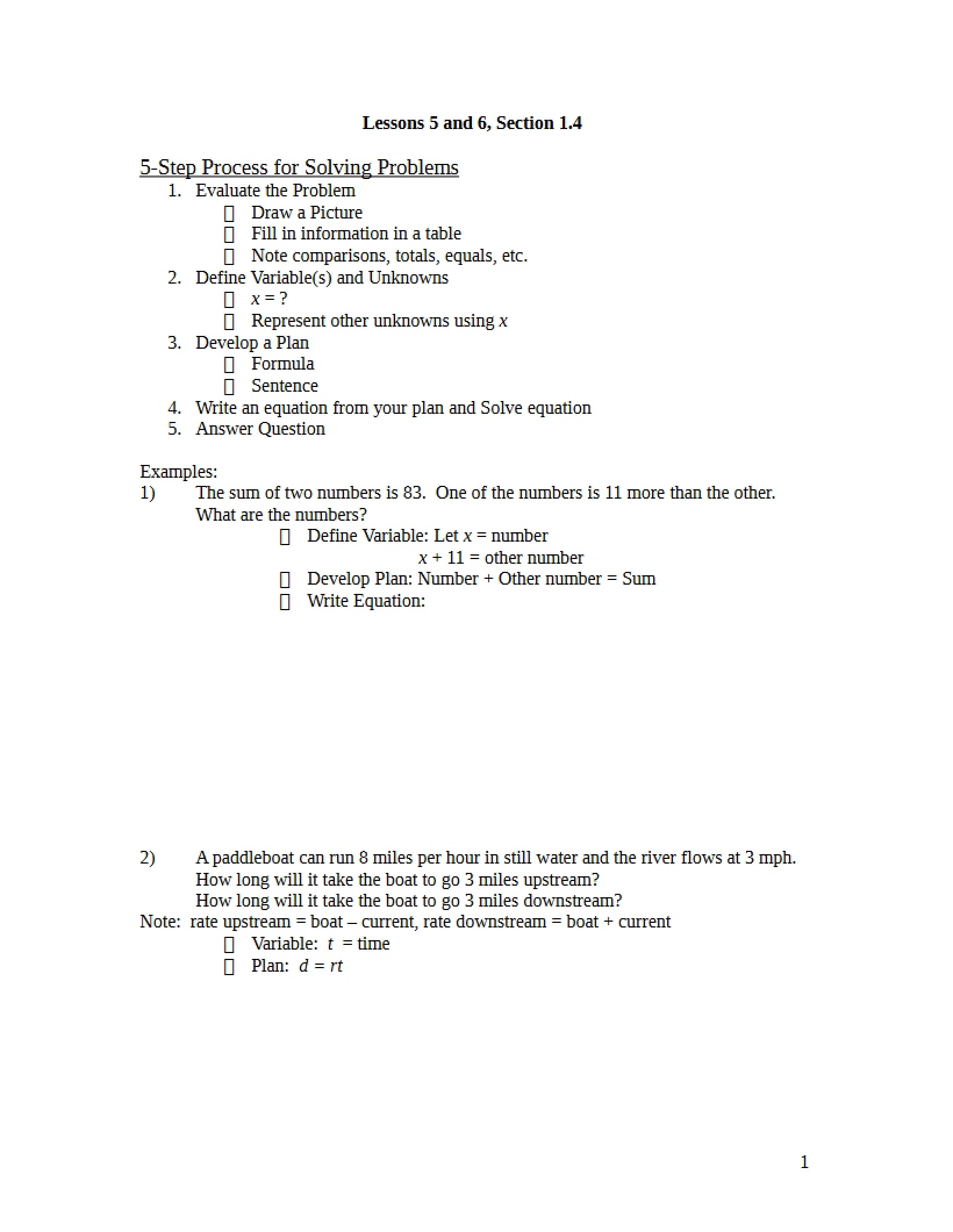 Algebra Study Notes