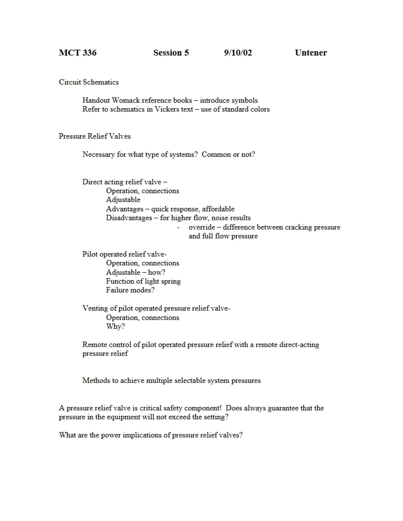 Fifth Session Notes