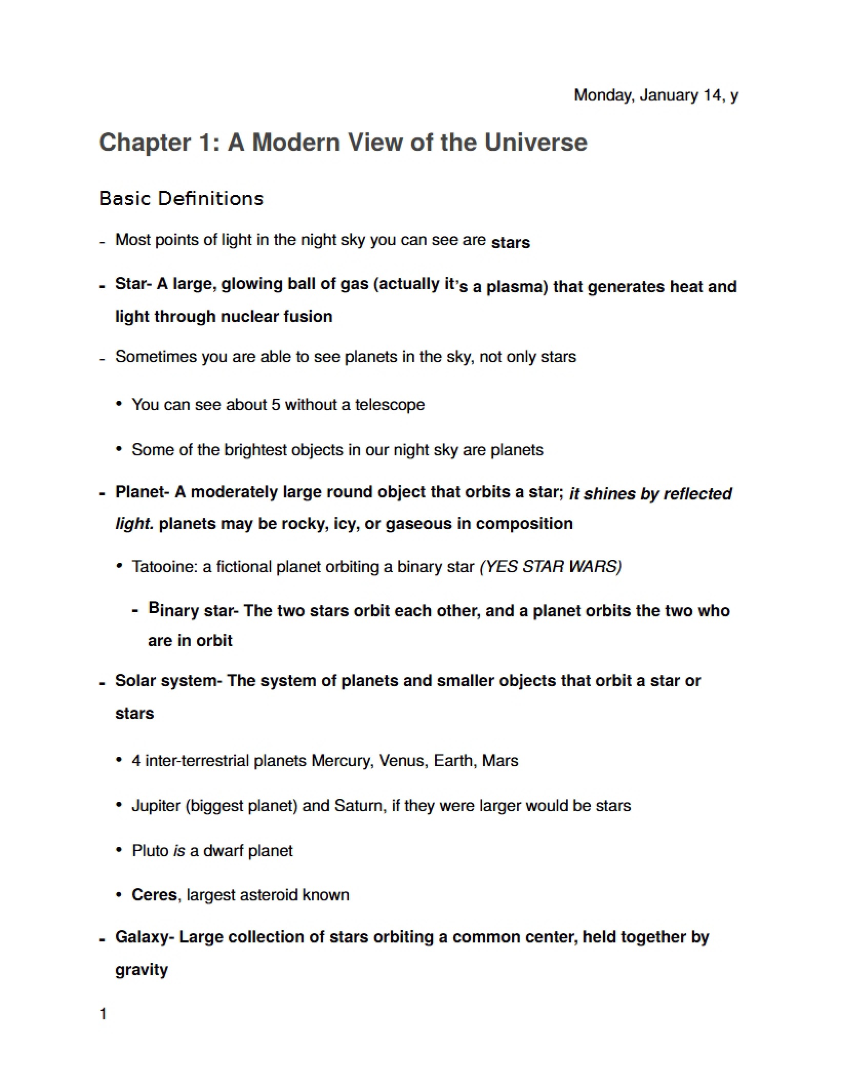 Astronomy Chapter 1