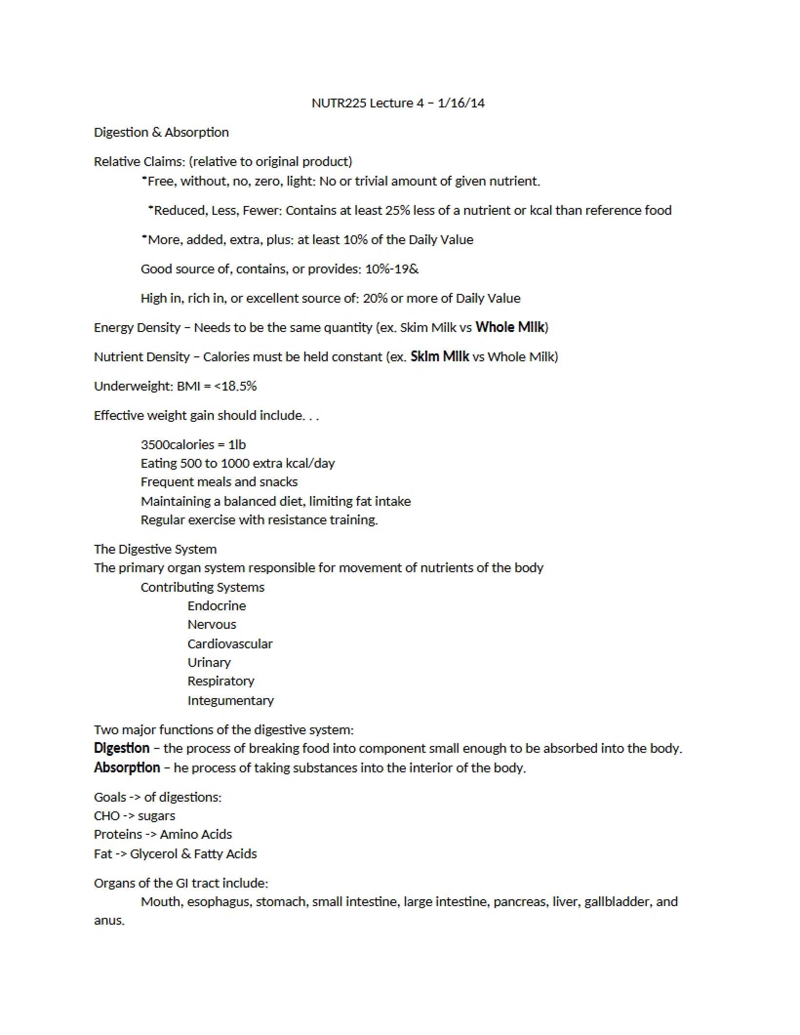 Absorption and Digestion Processes
