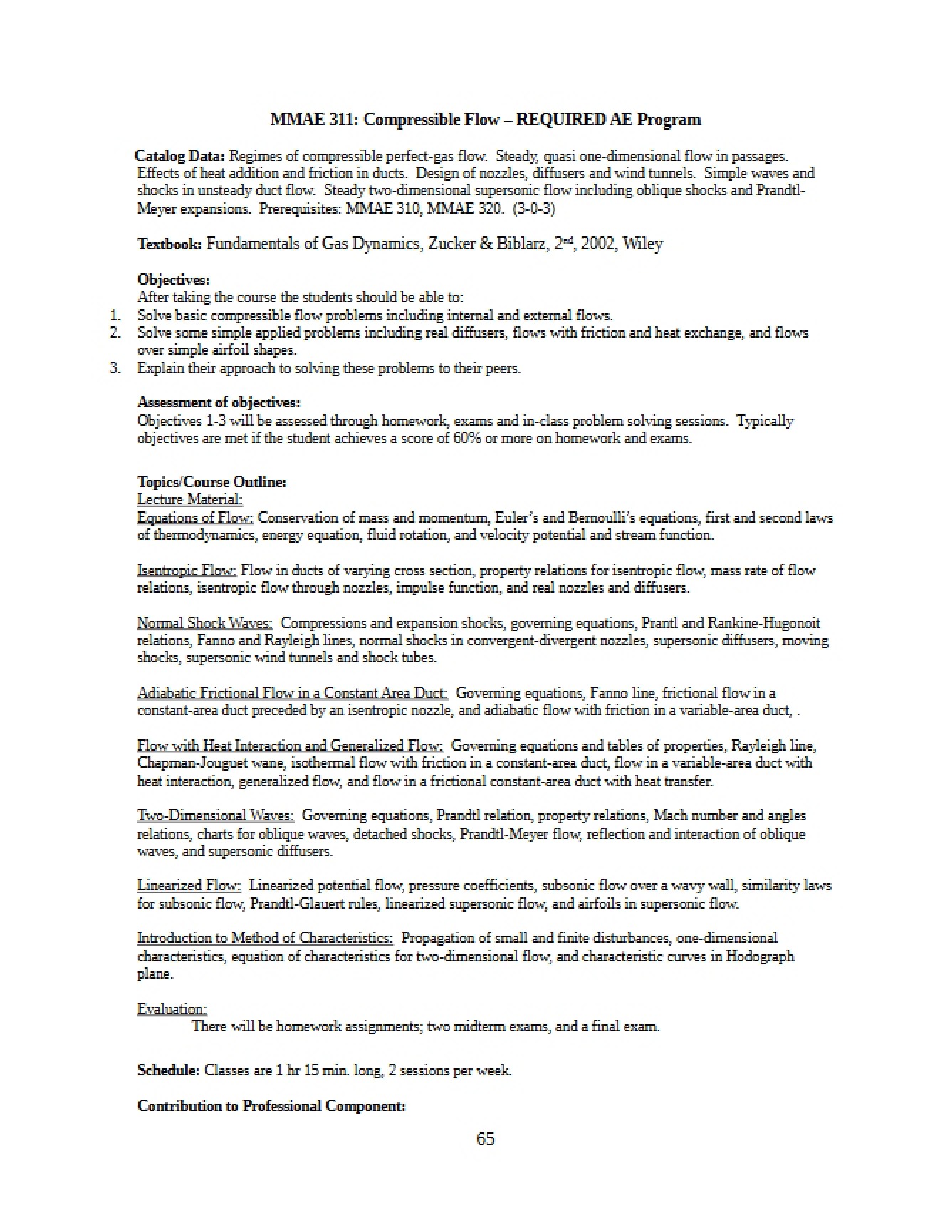 AE Program Required Text for Compressible Flow