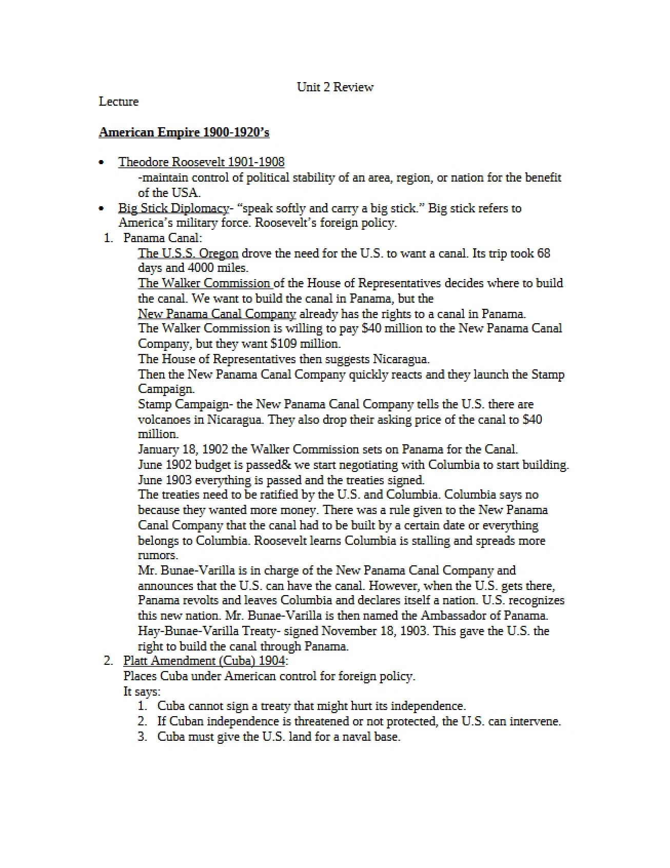 Examination of the American Empire from 1900 to the 1920s