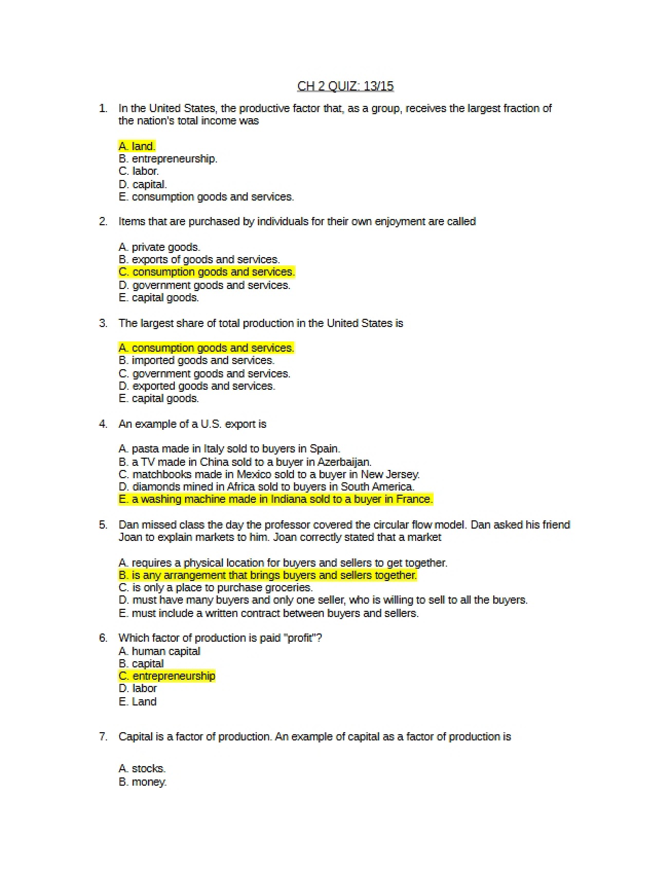 Quiz on Chapter 2 of Macroeconomics