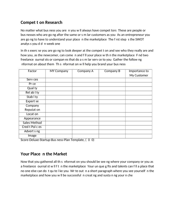 Marketing Plan for Media Entrepreneurship