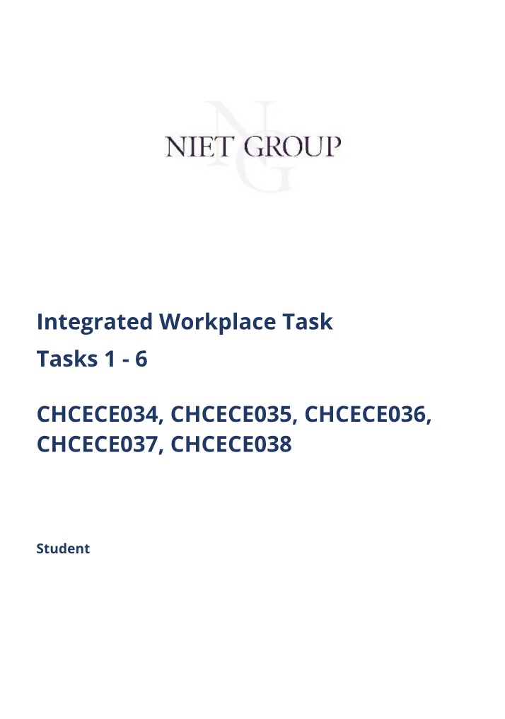 Competence Assessment in Child Care - Integrated Workplace Task