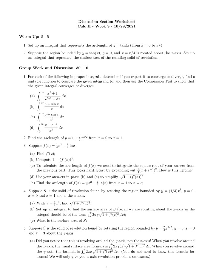 Discussion Worksheet - Week 9