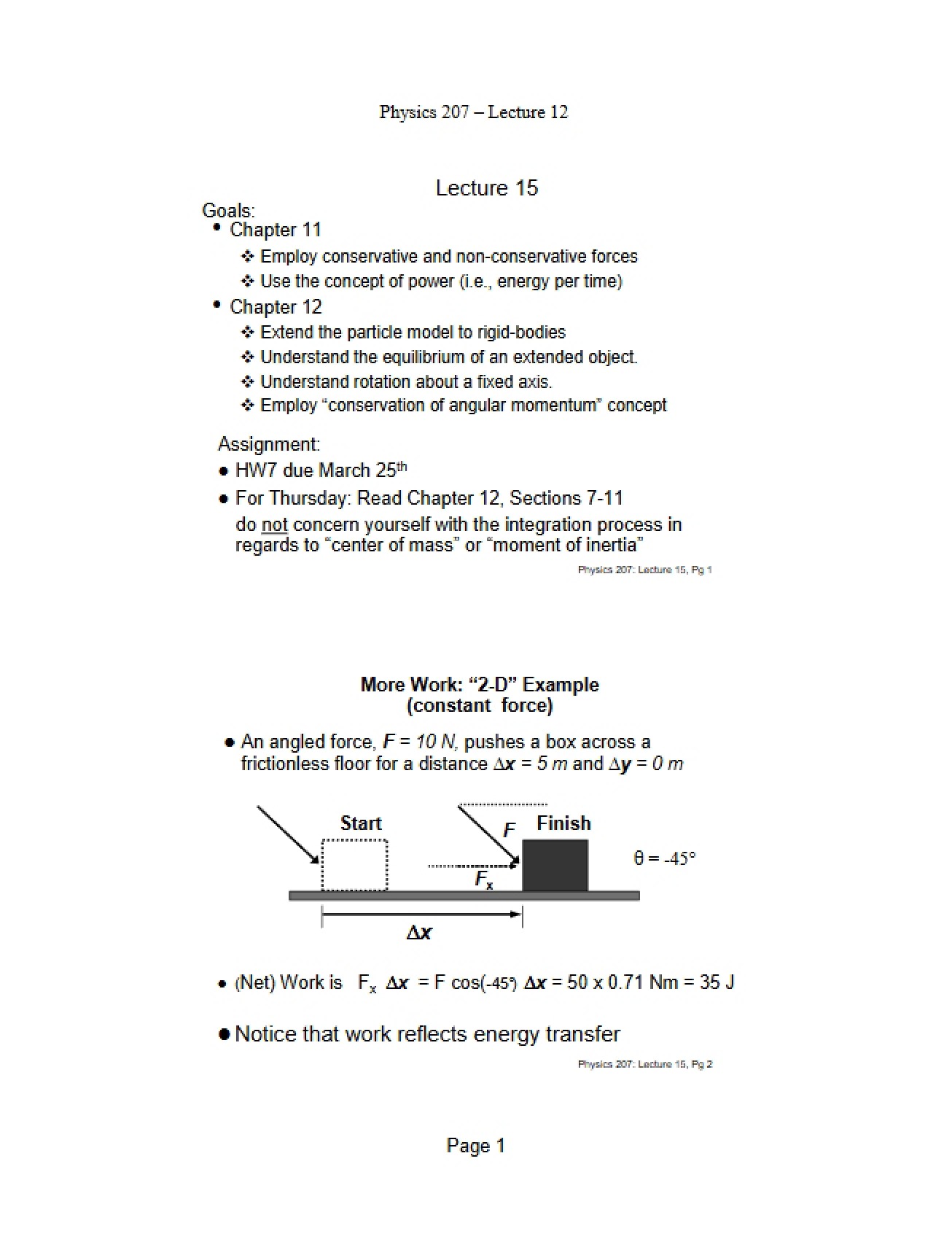 Physics 207 Lecture Handouts
