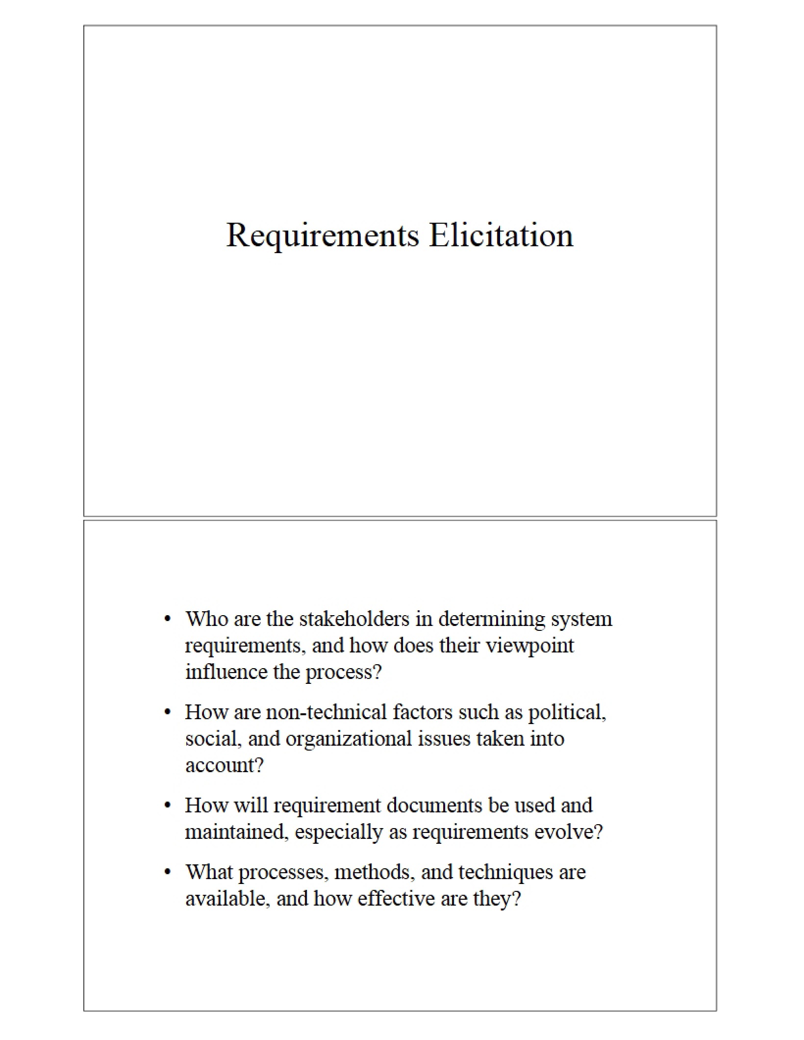 Elicitation of Requirements