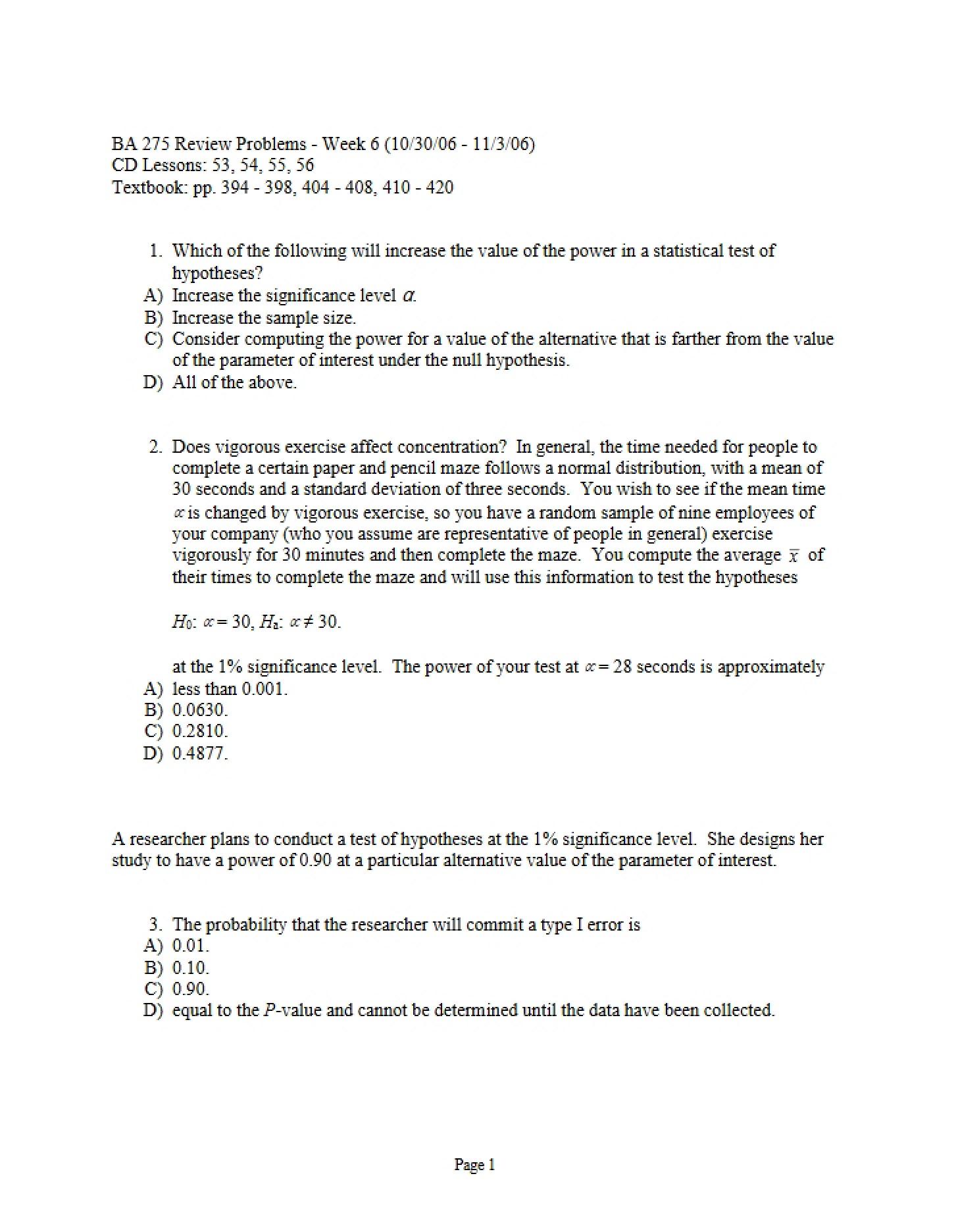 Review Problems for Week 6