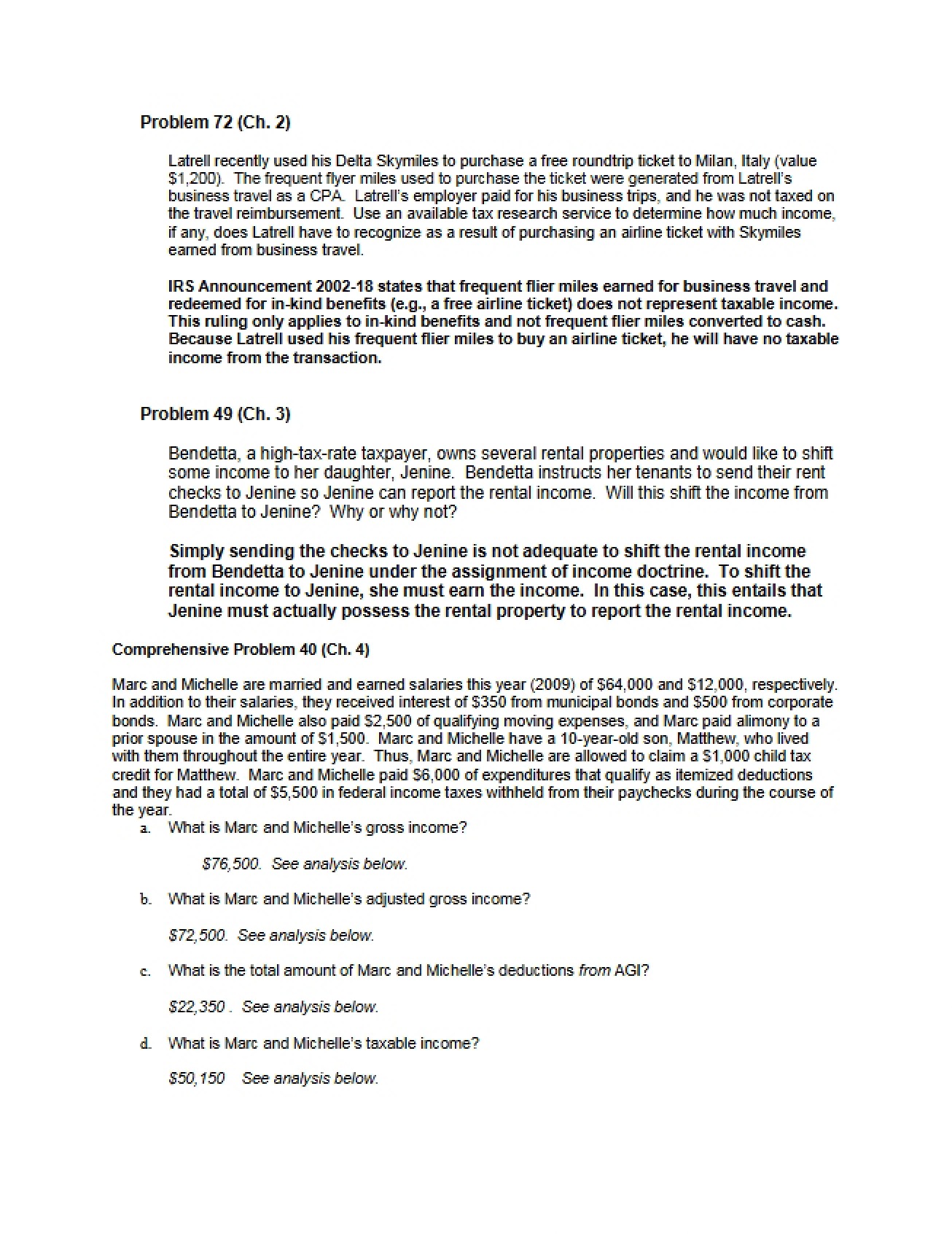 Problems in Taxation