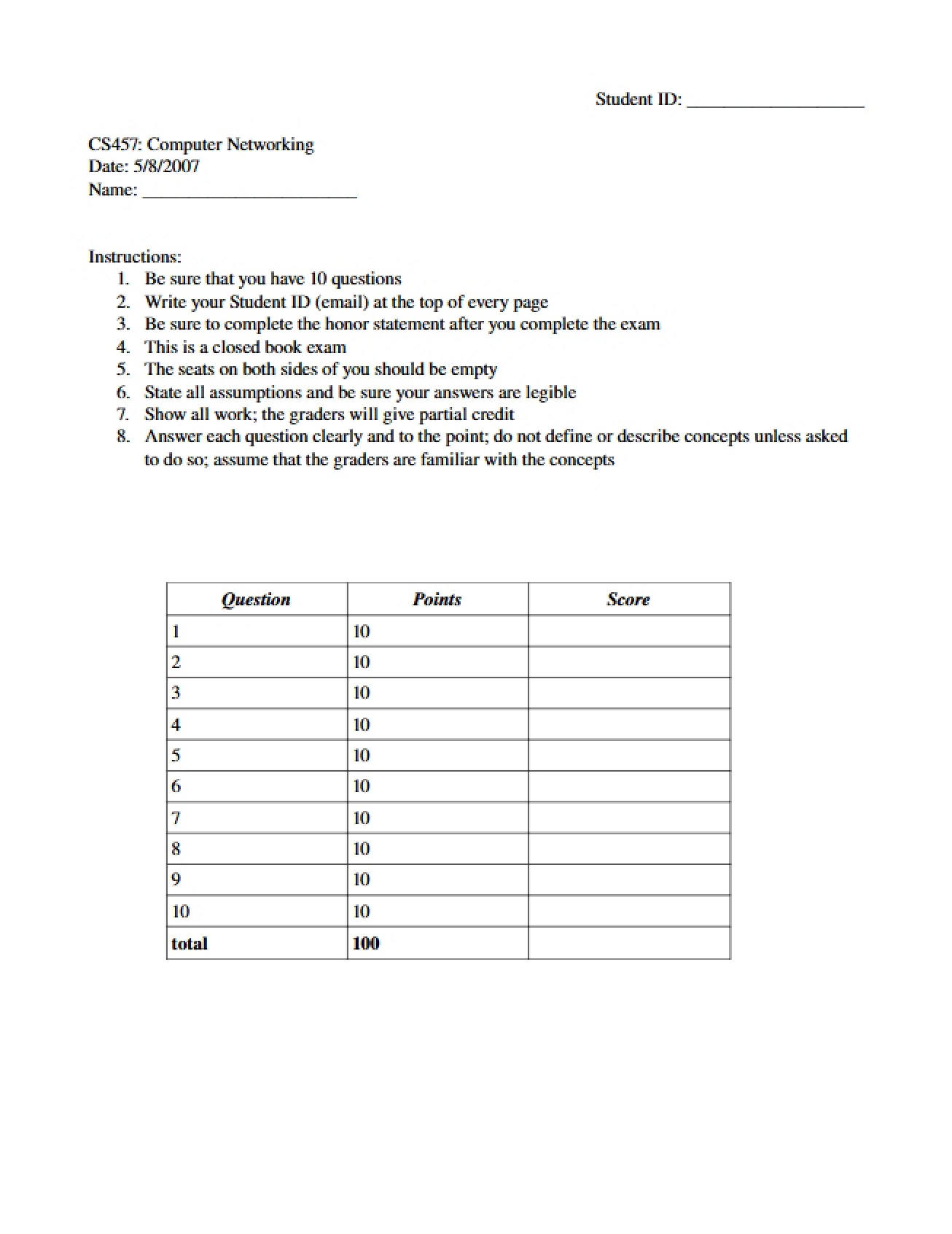 Final Exam Practice Questions