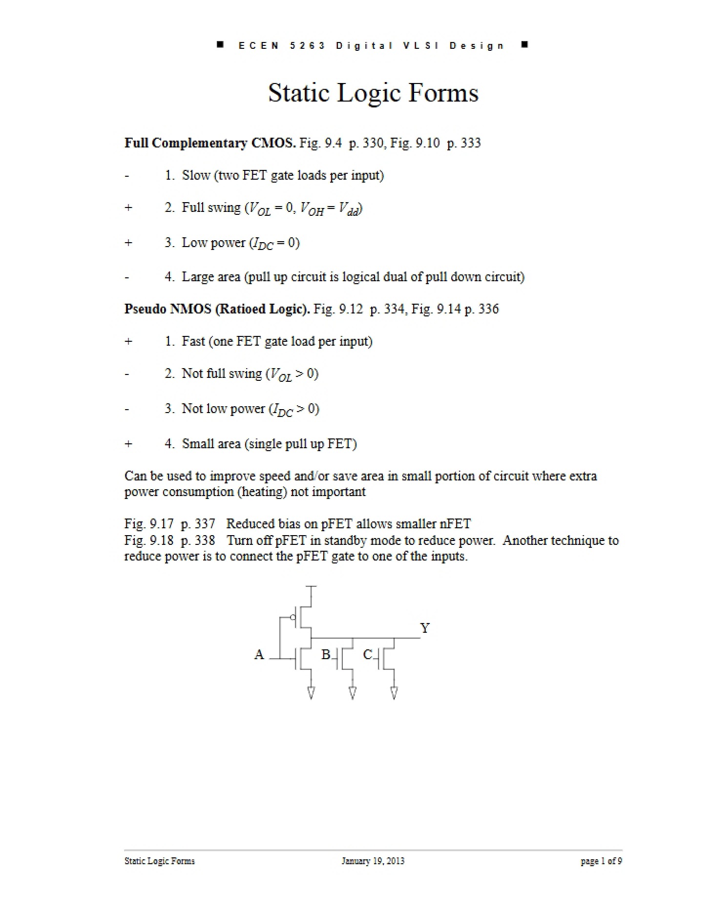 Forms of Static Logic