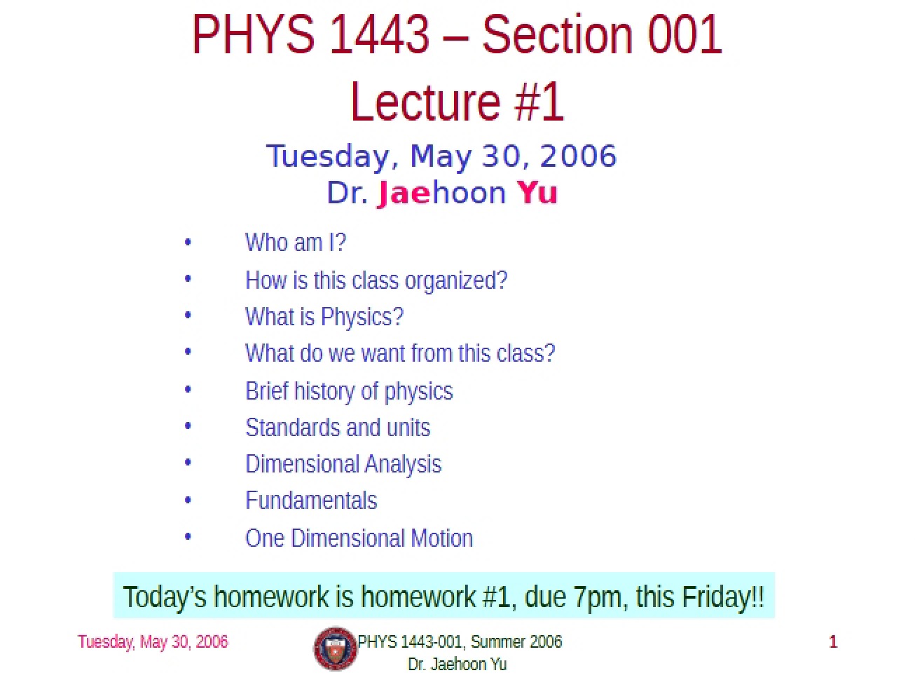 Physics Course Documents - PHYS 1443