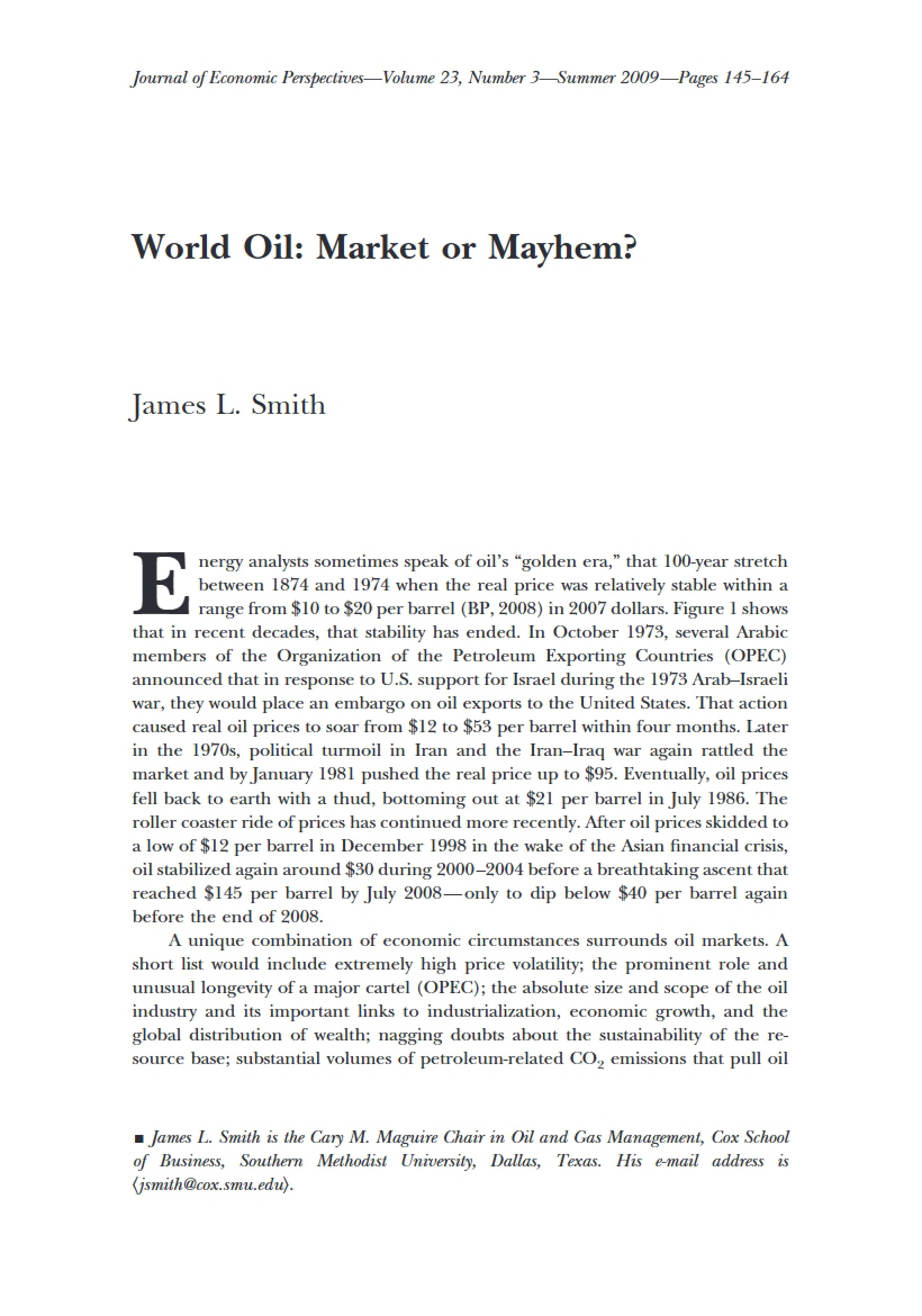 Global Oil Markets