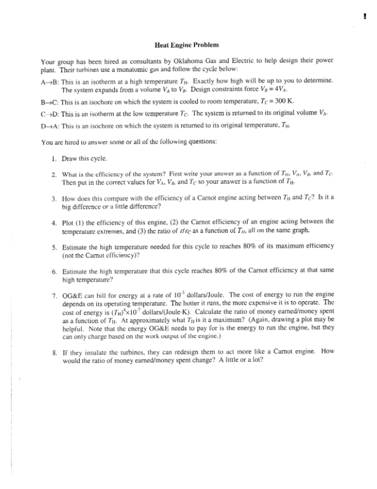 Problem involving Heat Engines