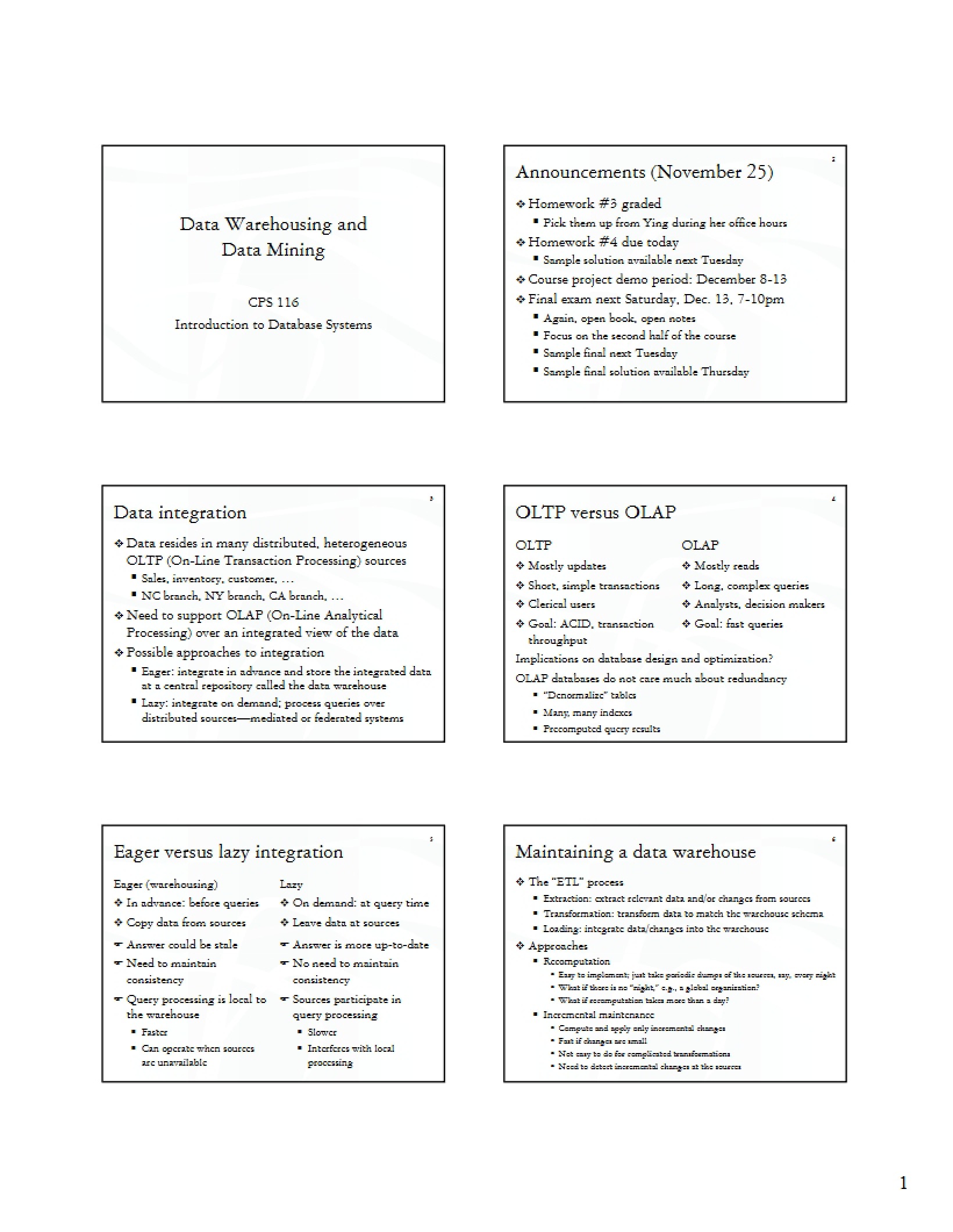 Data Mining and Warehousing