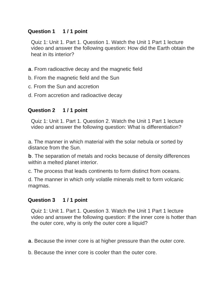 Quiz 1 for Unit 1