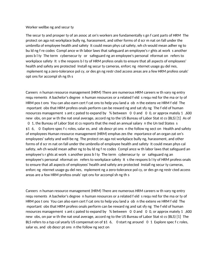 Worker Wellbeing and Safety in HRM Careers