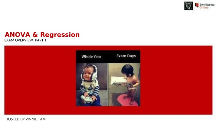 Exam Overview Part 1 - ANOVA & Regression