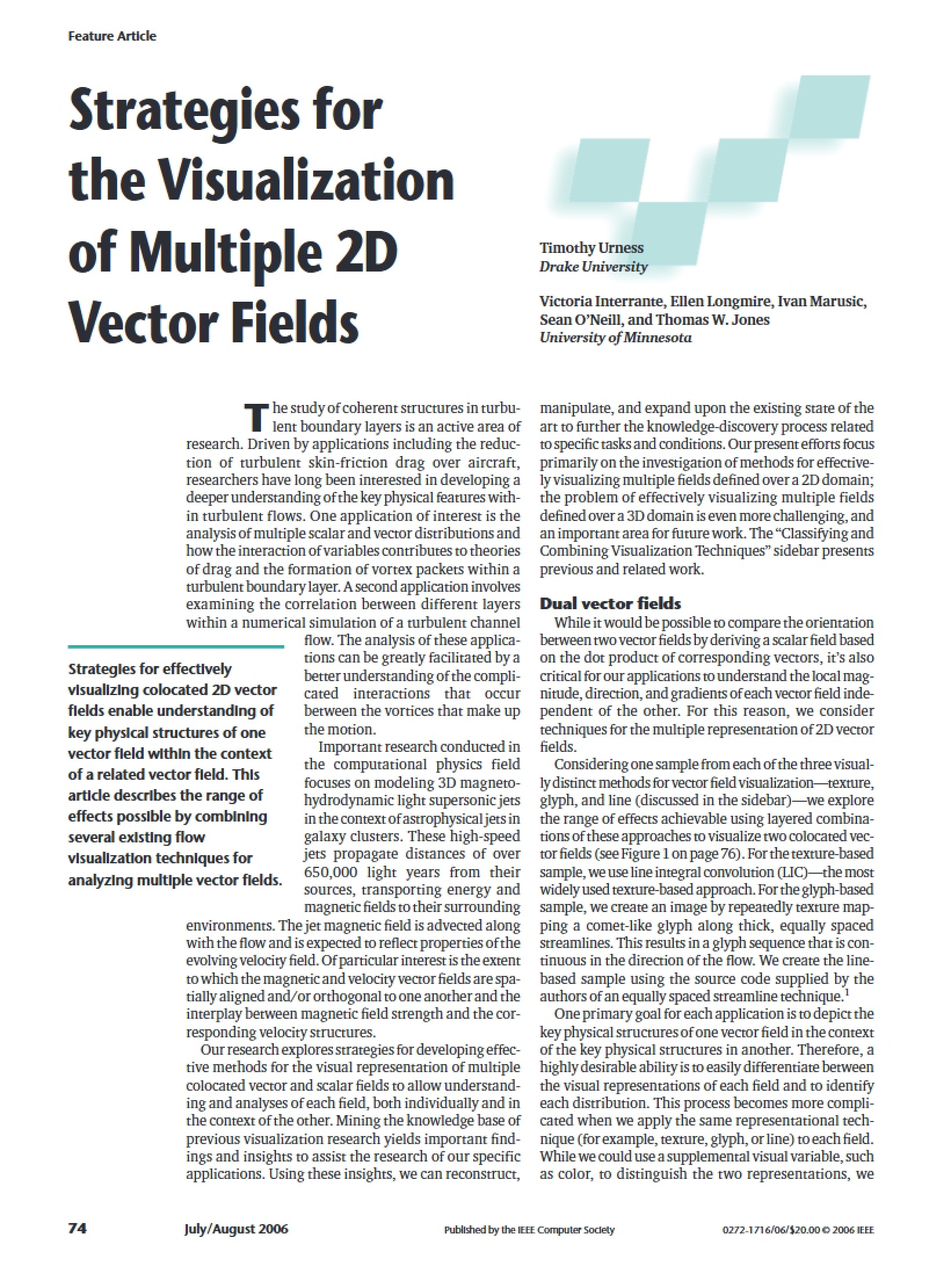 Multiple 2D Vector Field Visualization Strategies