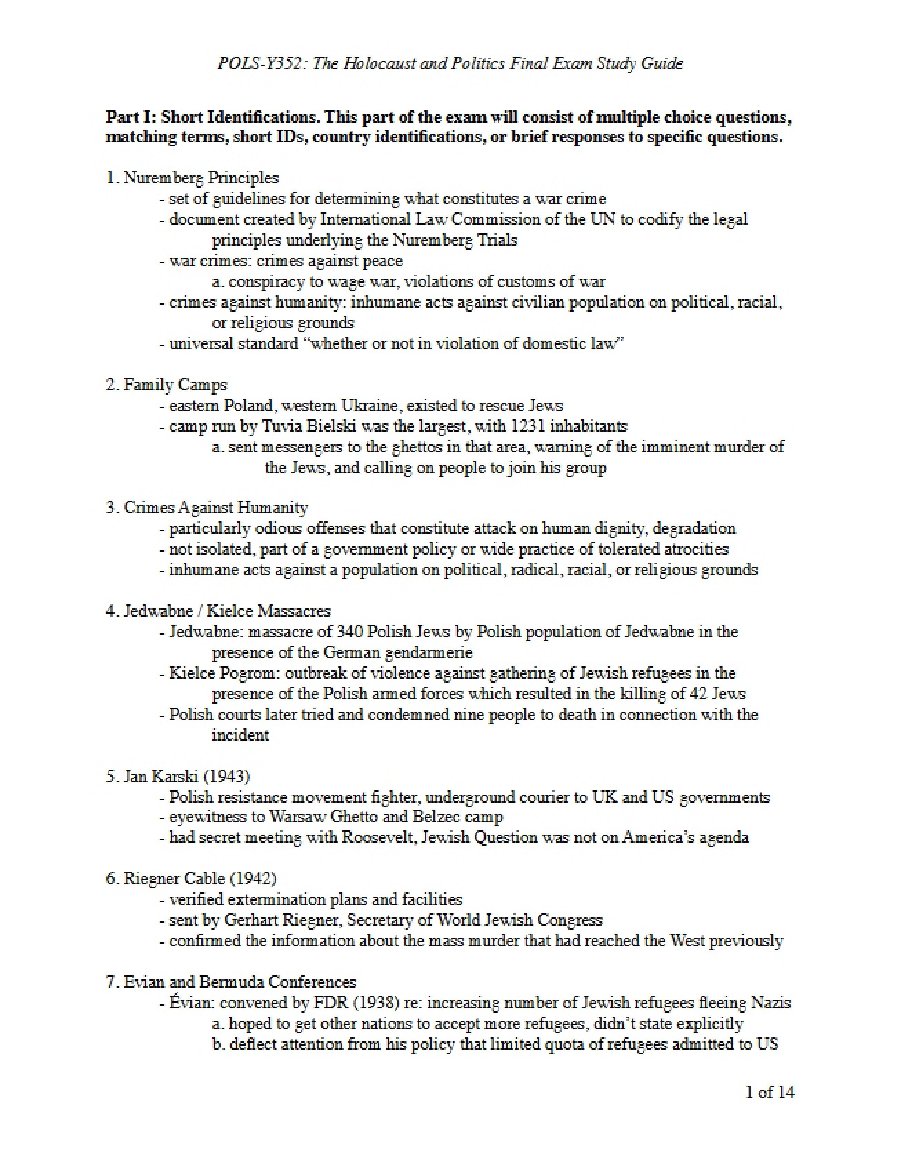 Study Guide for Final Examination
