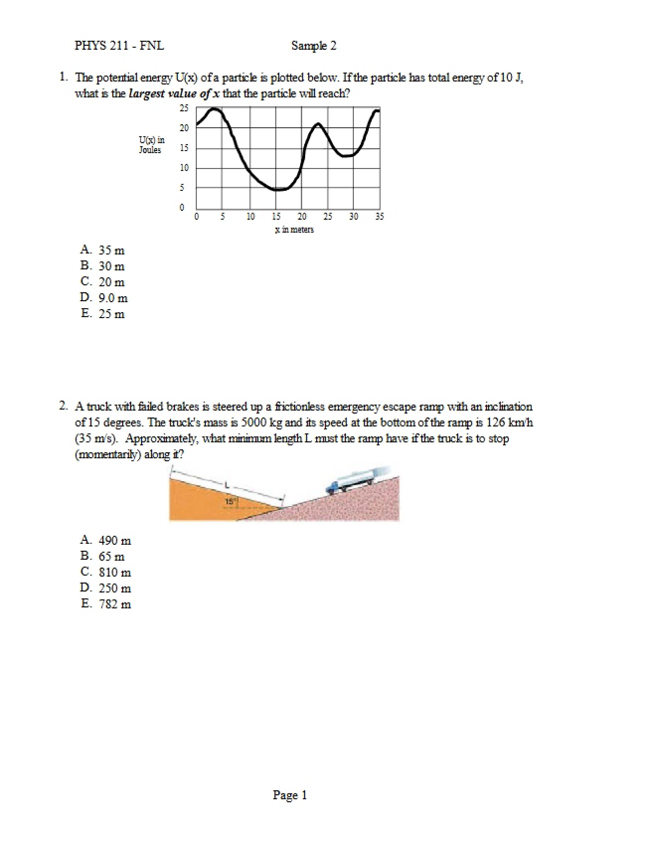 Final Exam Sample 2 (PHYS 211)