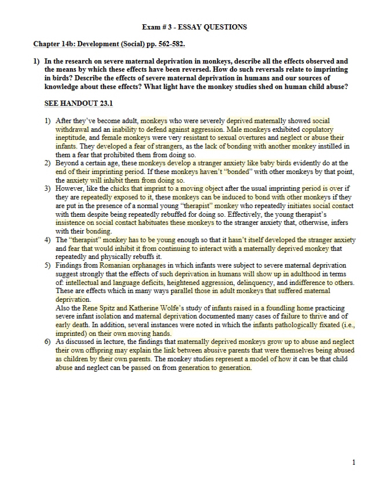 Intro to Psychology Exam 3