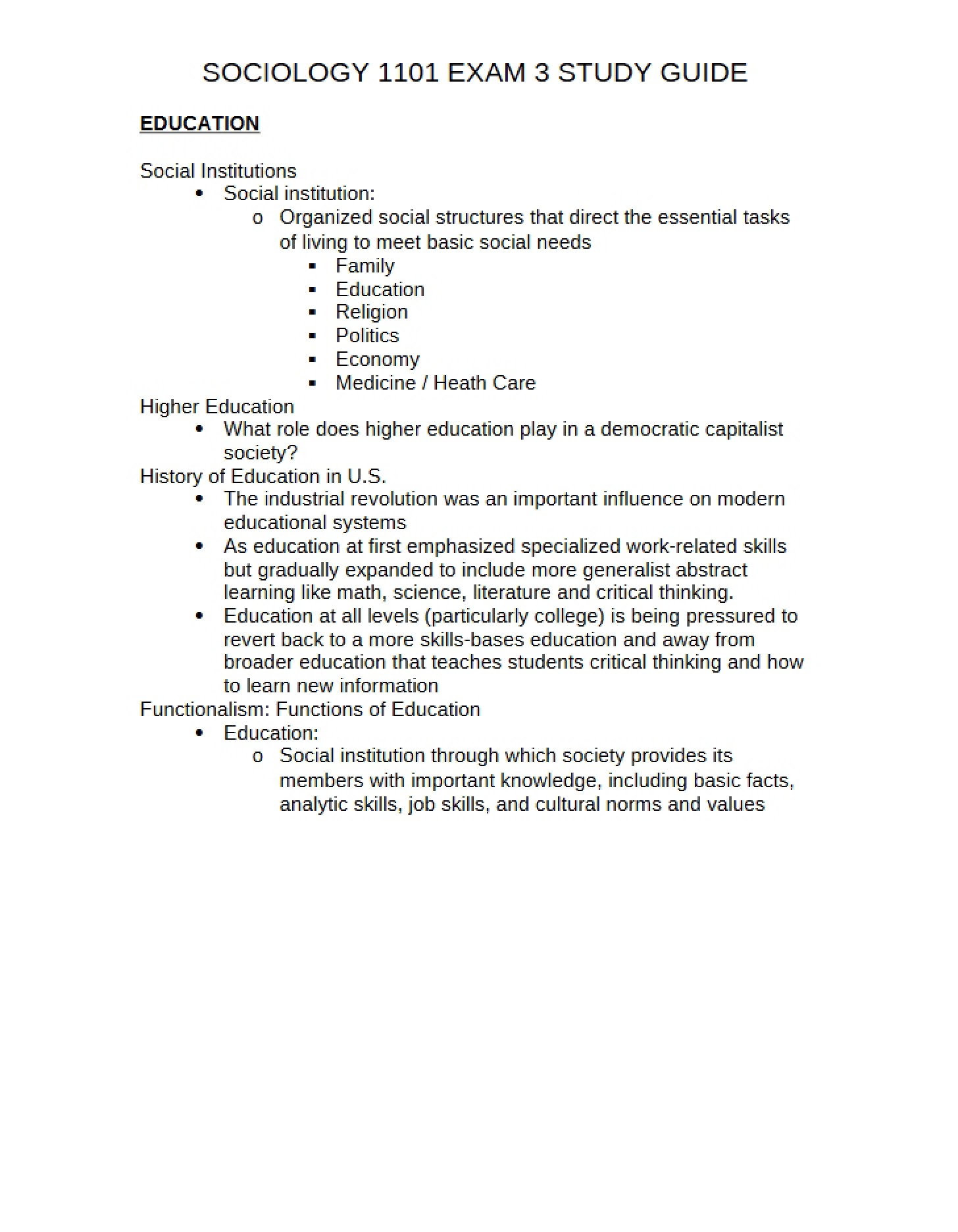 Guide for Exam 3