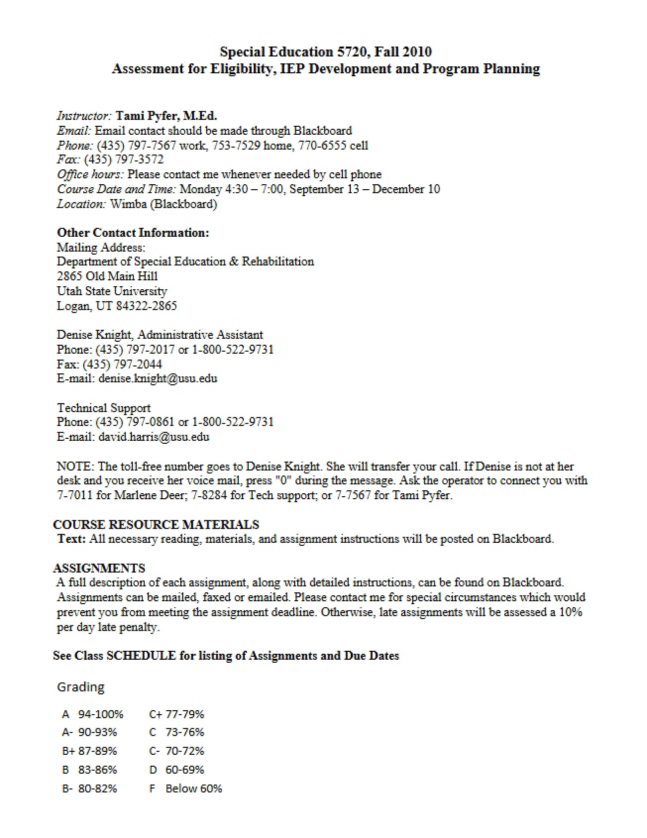 Course Guidelines