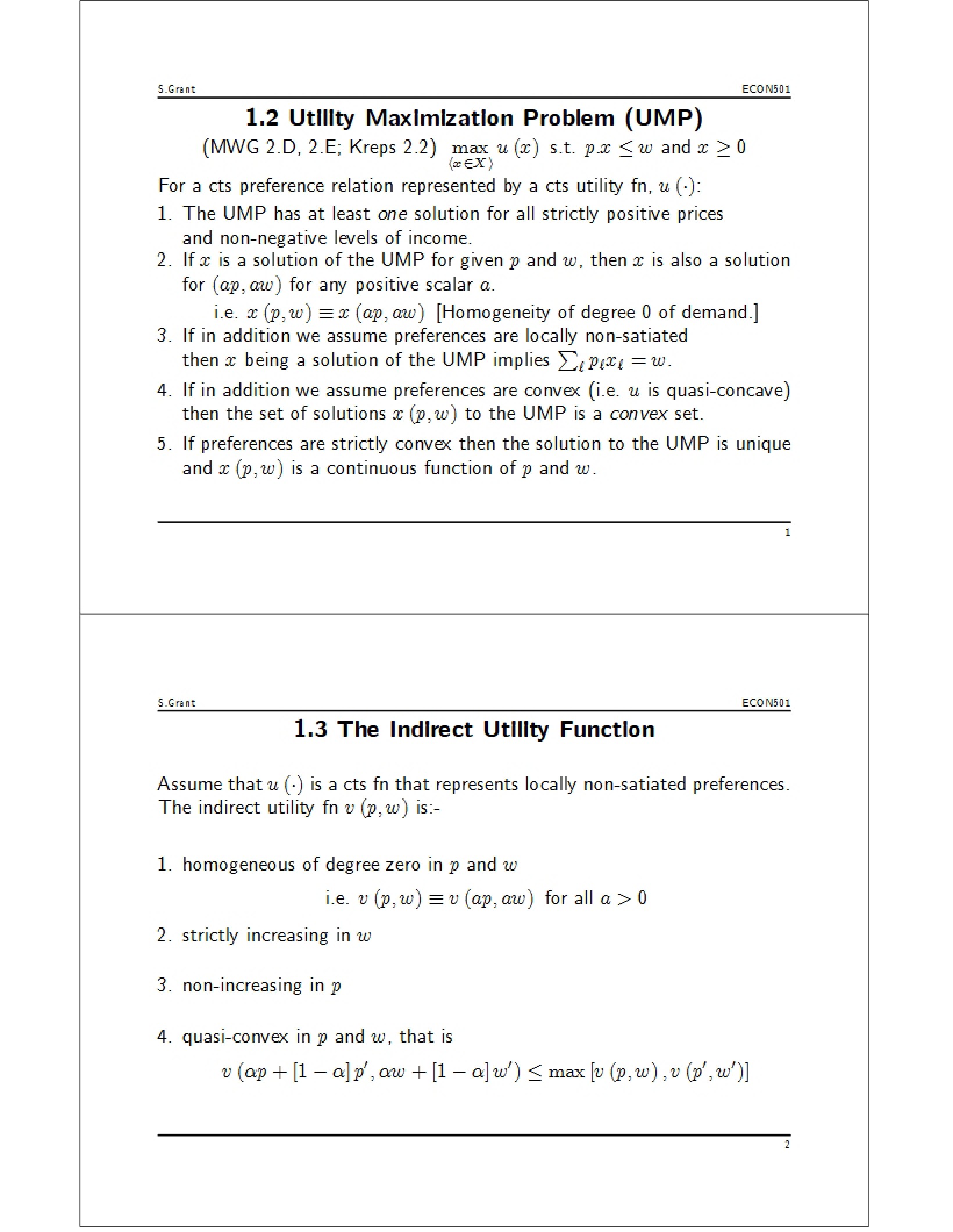 Notes on Microeconomic Theory Lectures