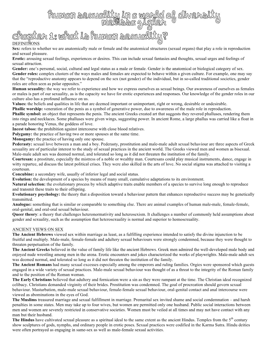 What is Human Sexuality Chapter 1