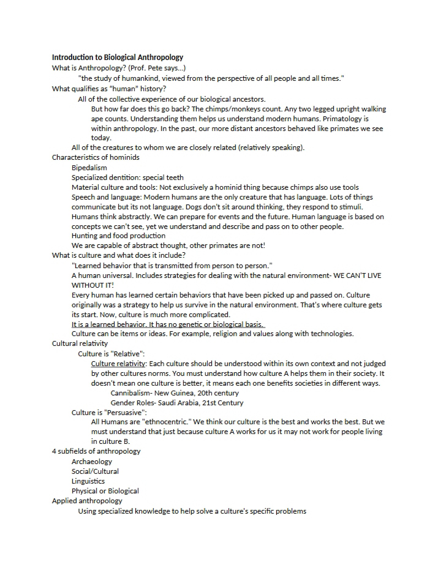 Biological Anthropology Intro