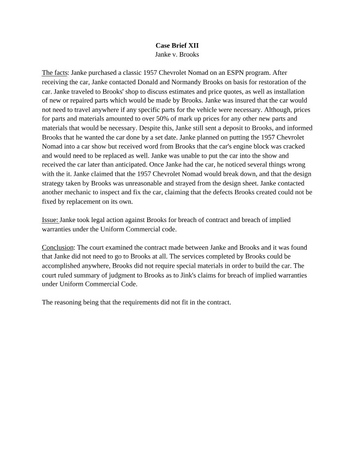 XII Case Brief