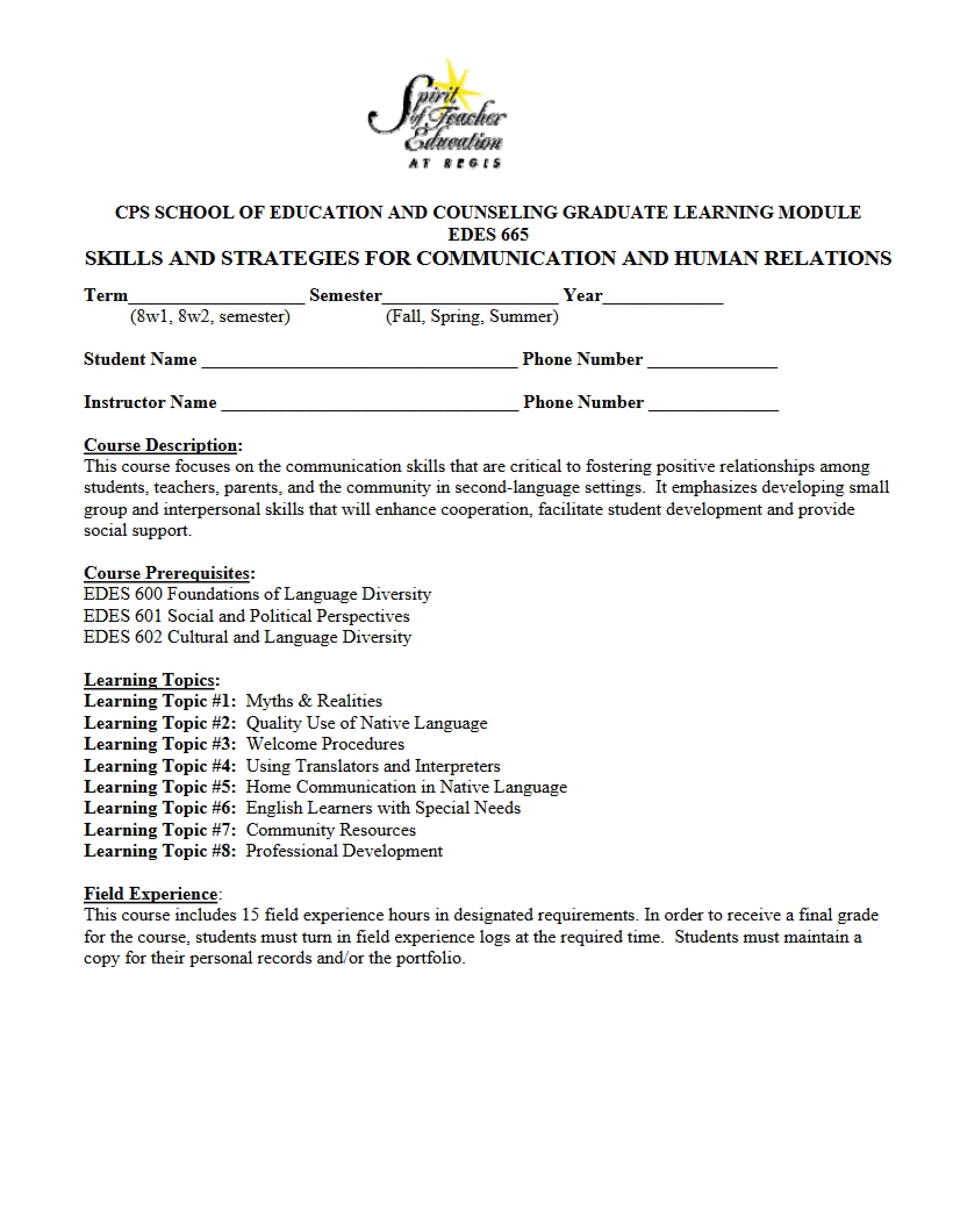 Communication Skills Learning Module