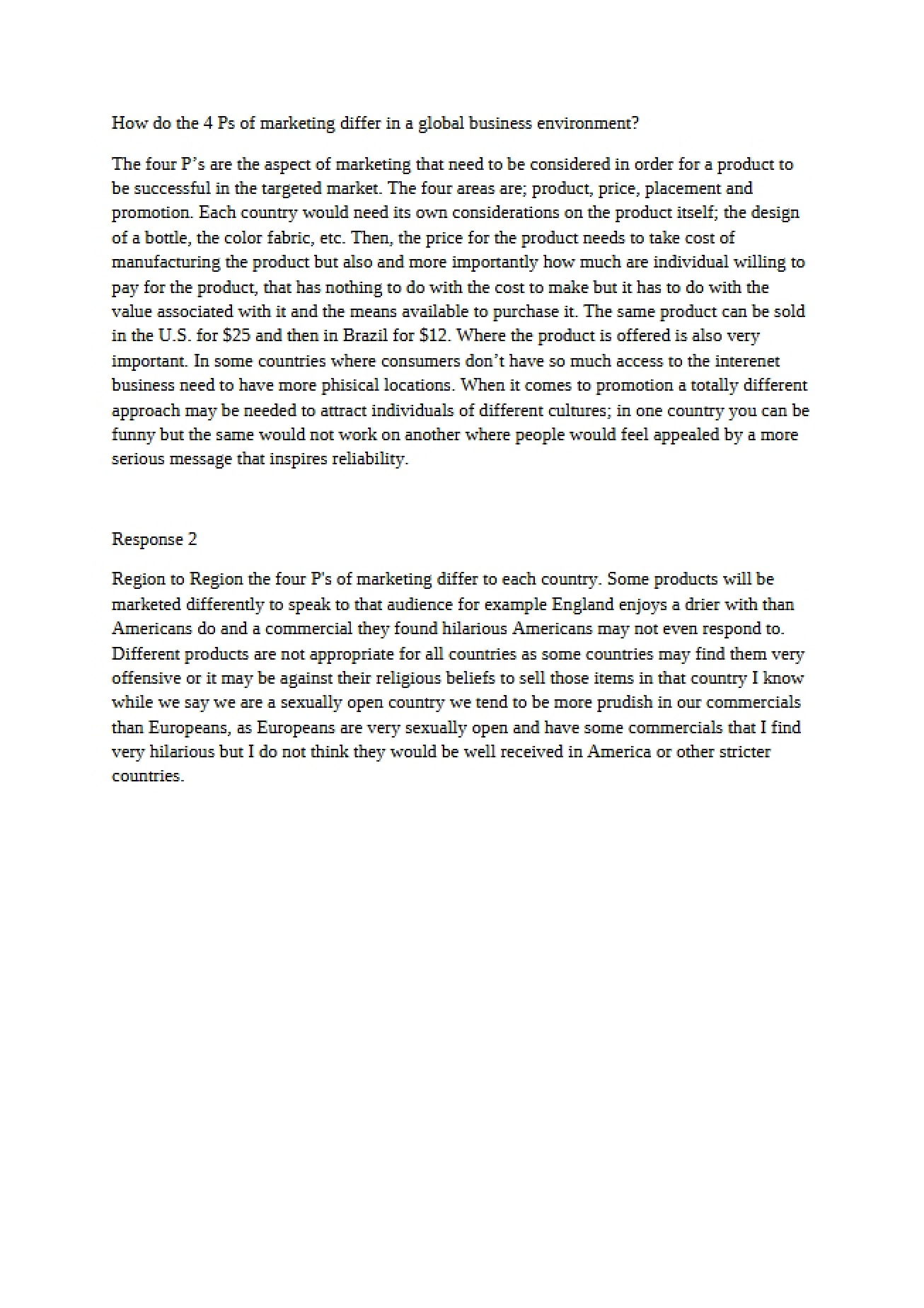 Course Deliverable - Global Business Strategies