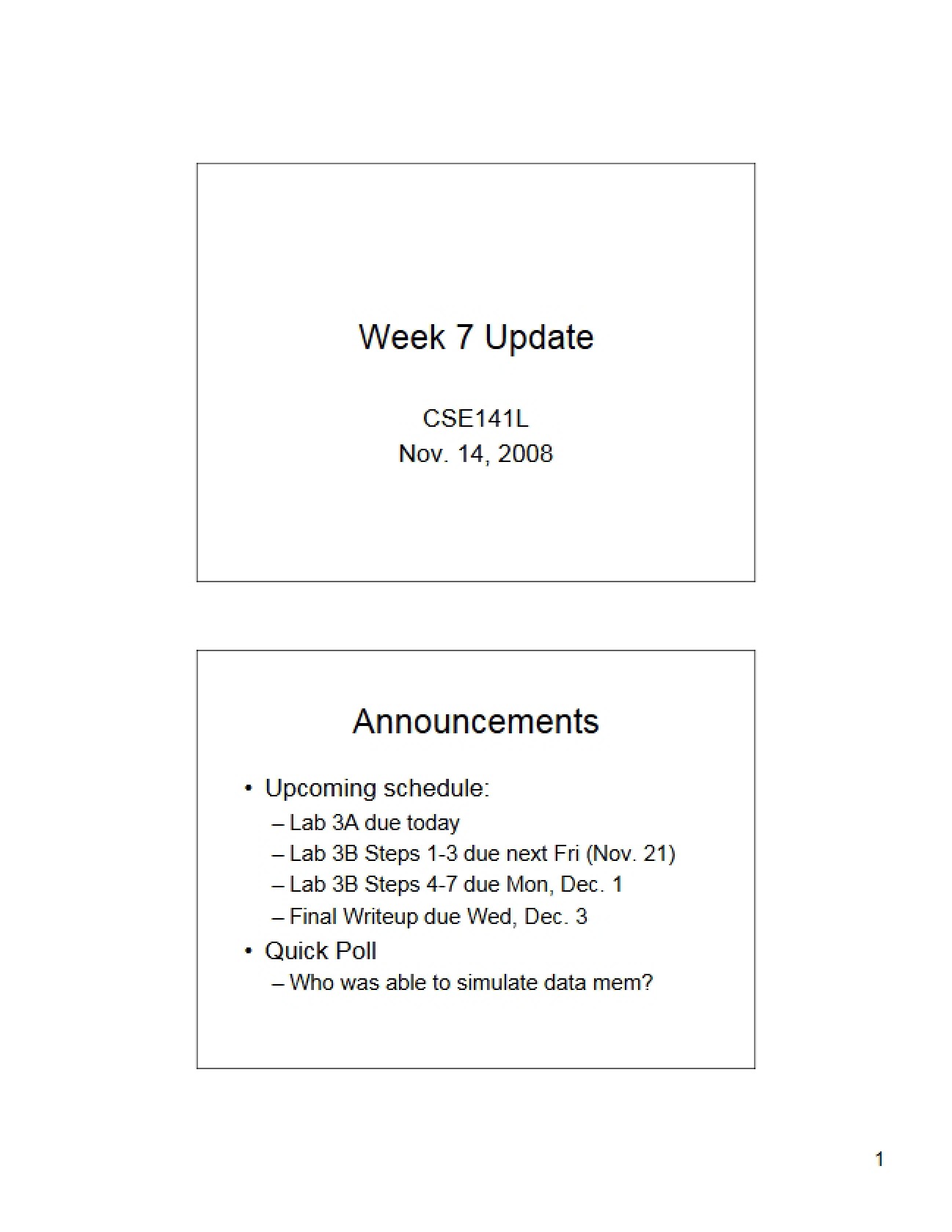 Status Report for Week 7