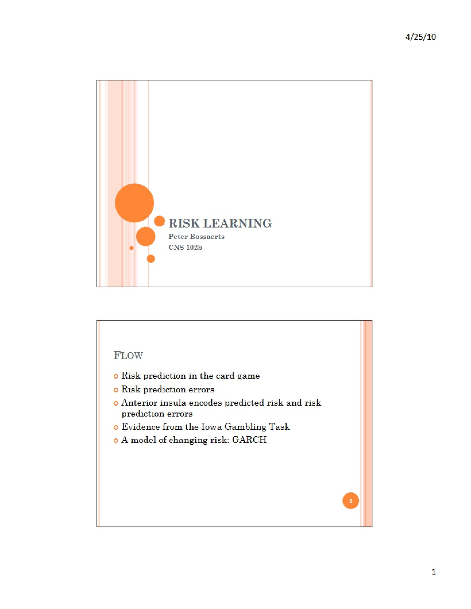 Learning of Risks