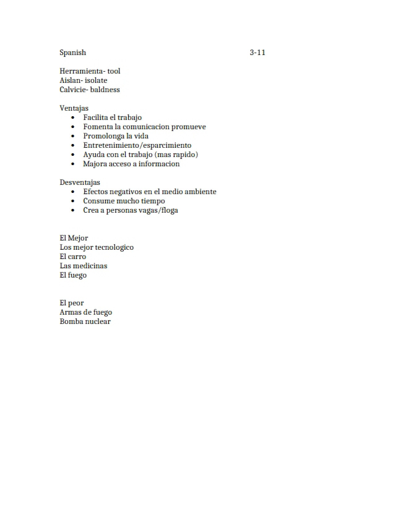 Intermediate Spanish II Lecture Materials