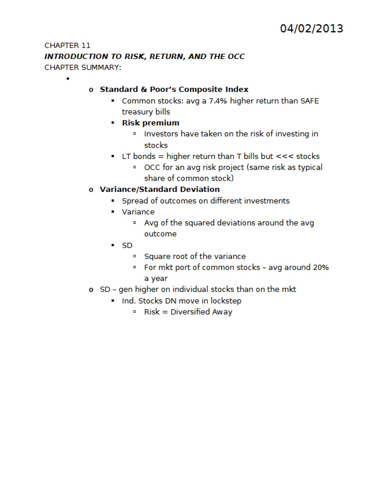 Introduction to Financial Risk from Chapter Eleven