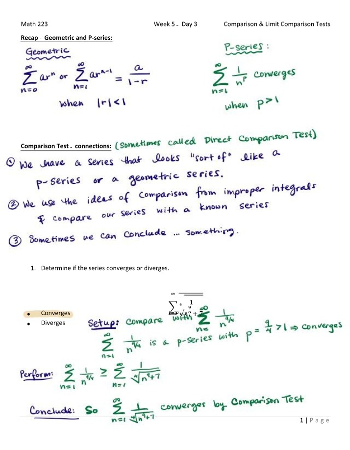 Limit Comparison and Comparison Tests