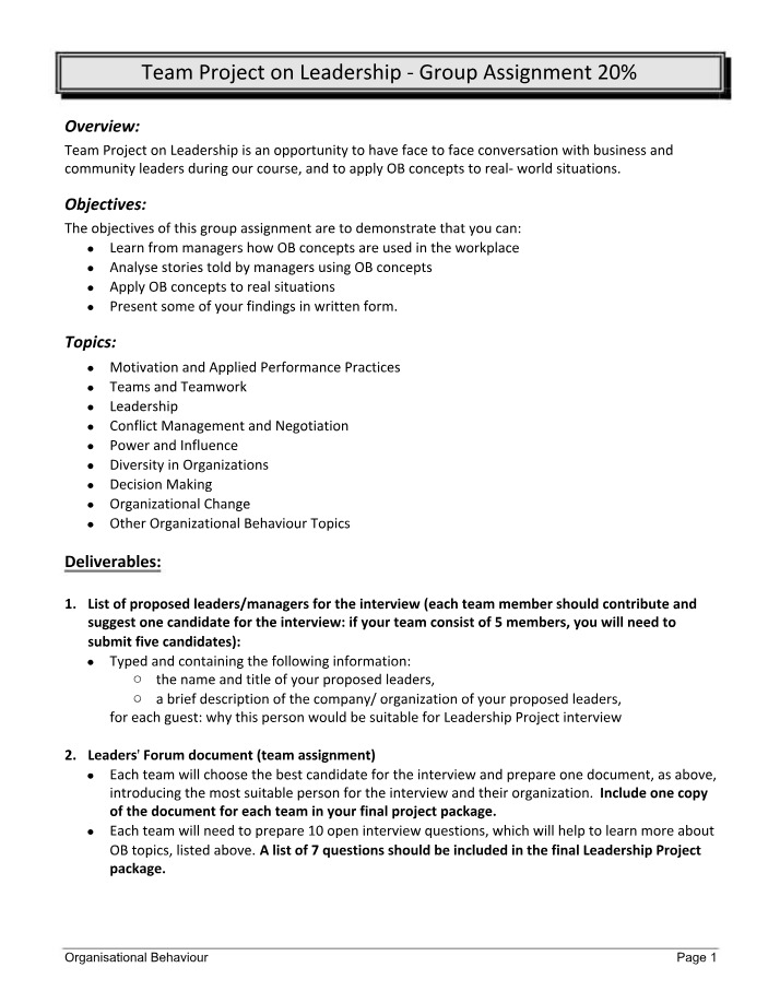 Leadership Project 1