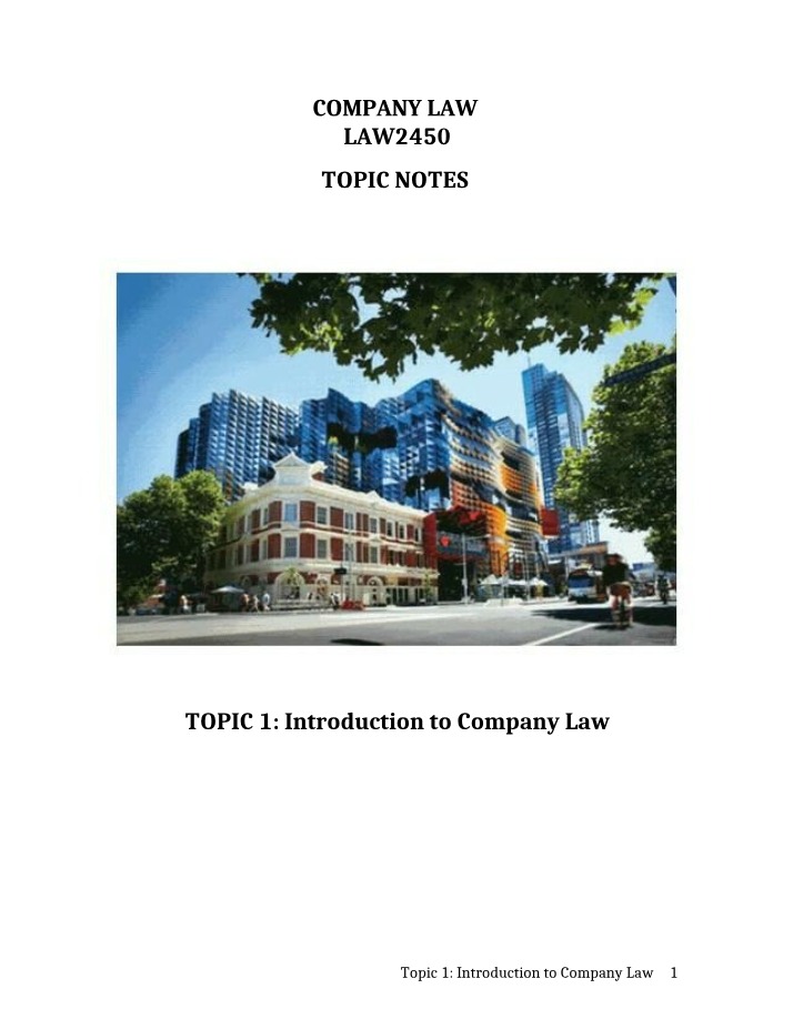 Company Law Introduction - Types of Business Structures