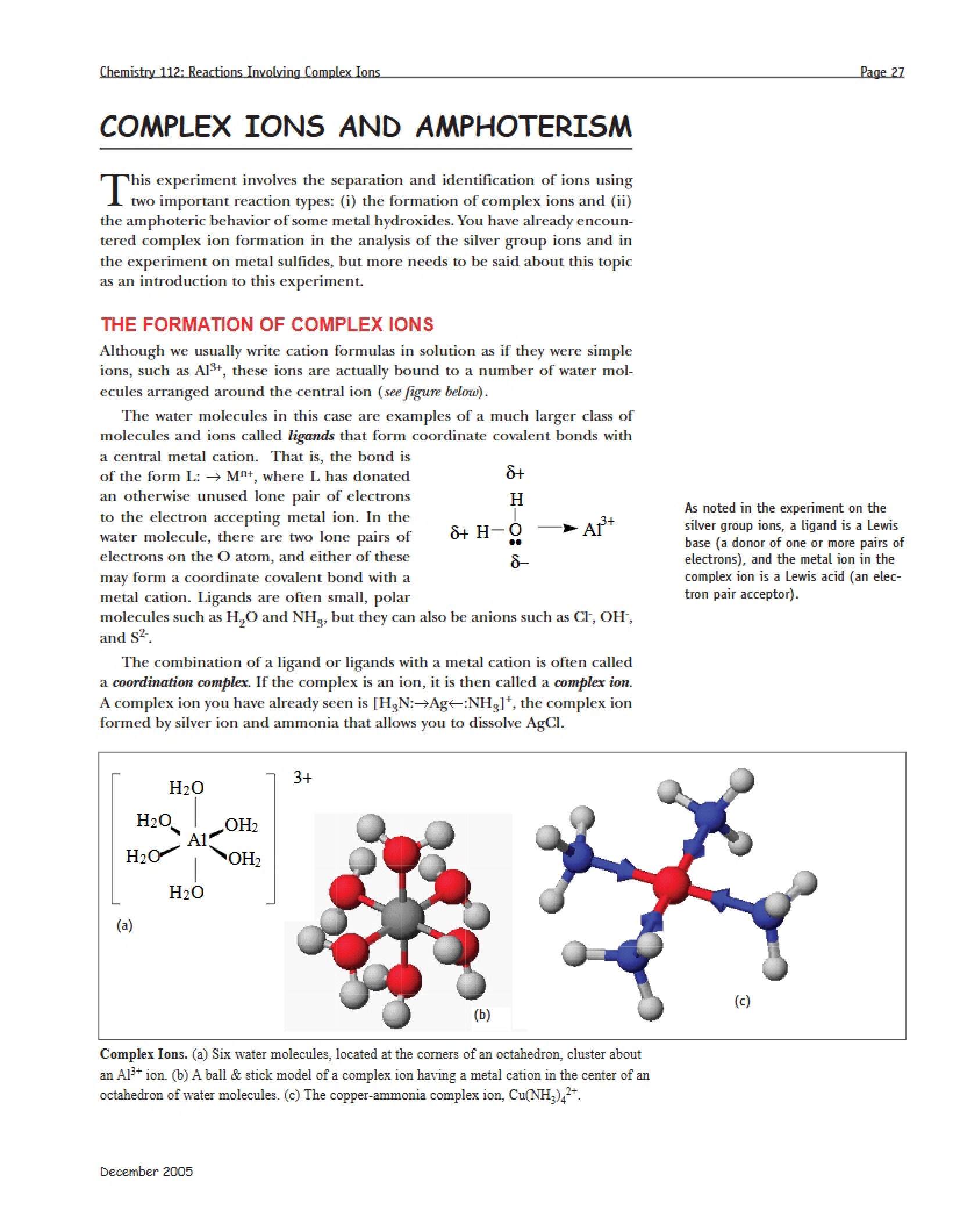 Amphoterism and Complex Ions