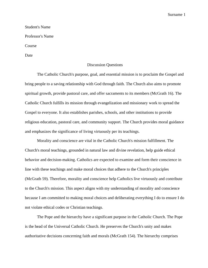 Mission and Purpose of the Catholic Church