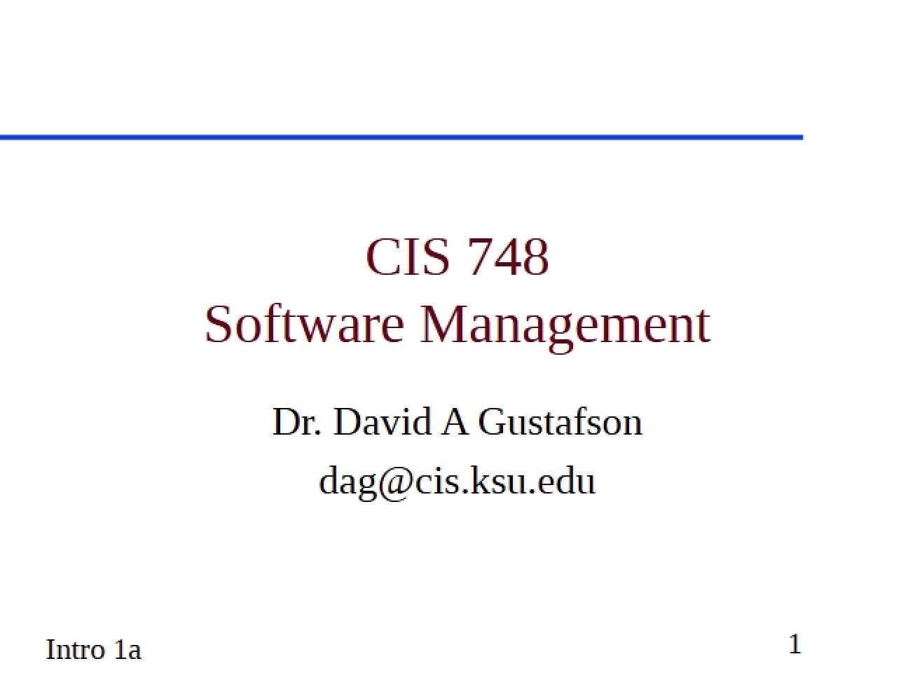 Syllabus for a Course on Advanced Software Management
