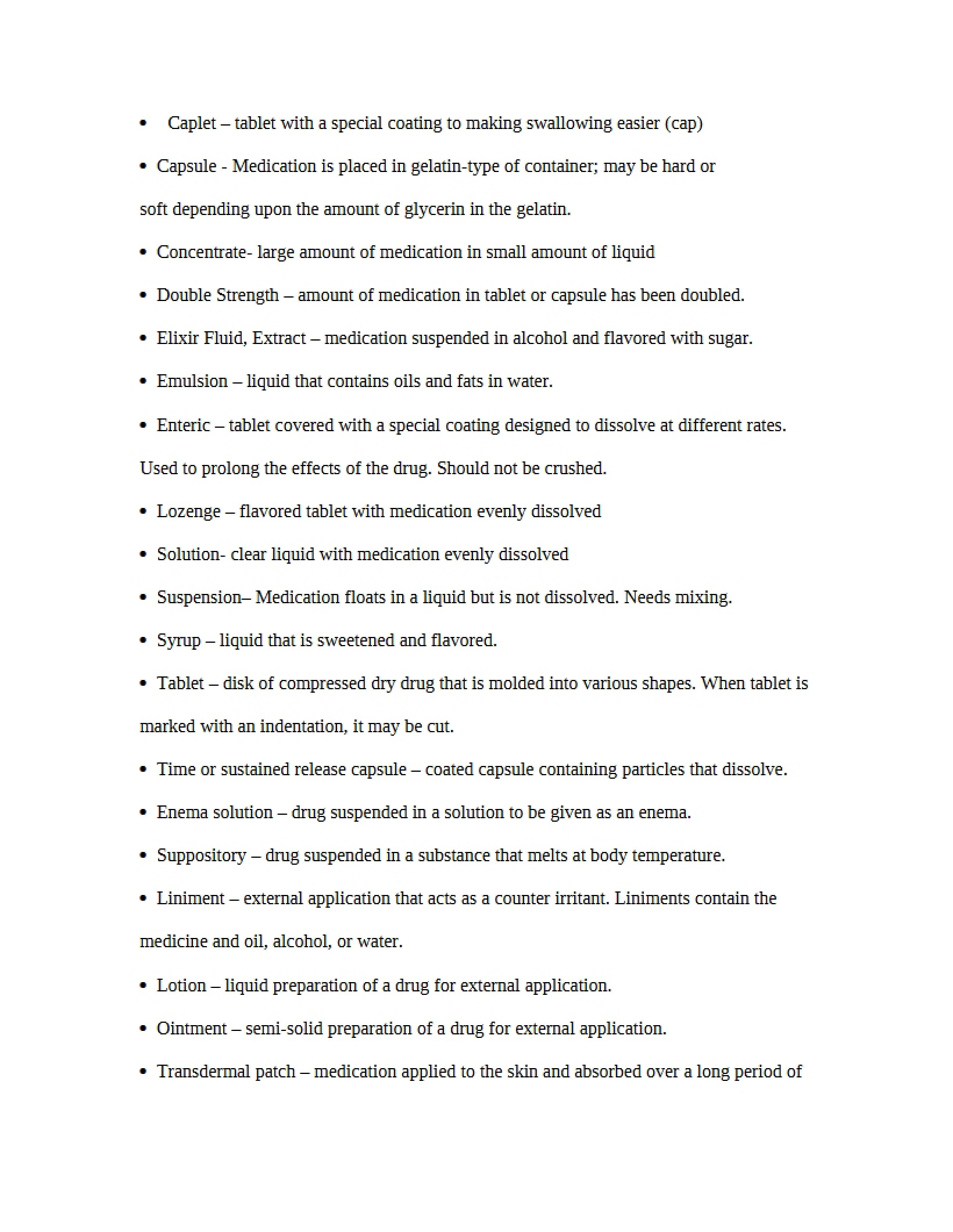 Terms for Medicine