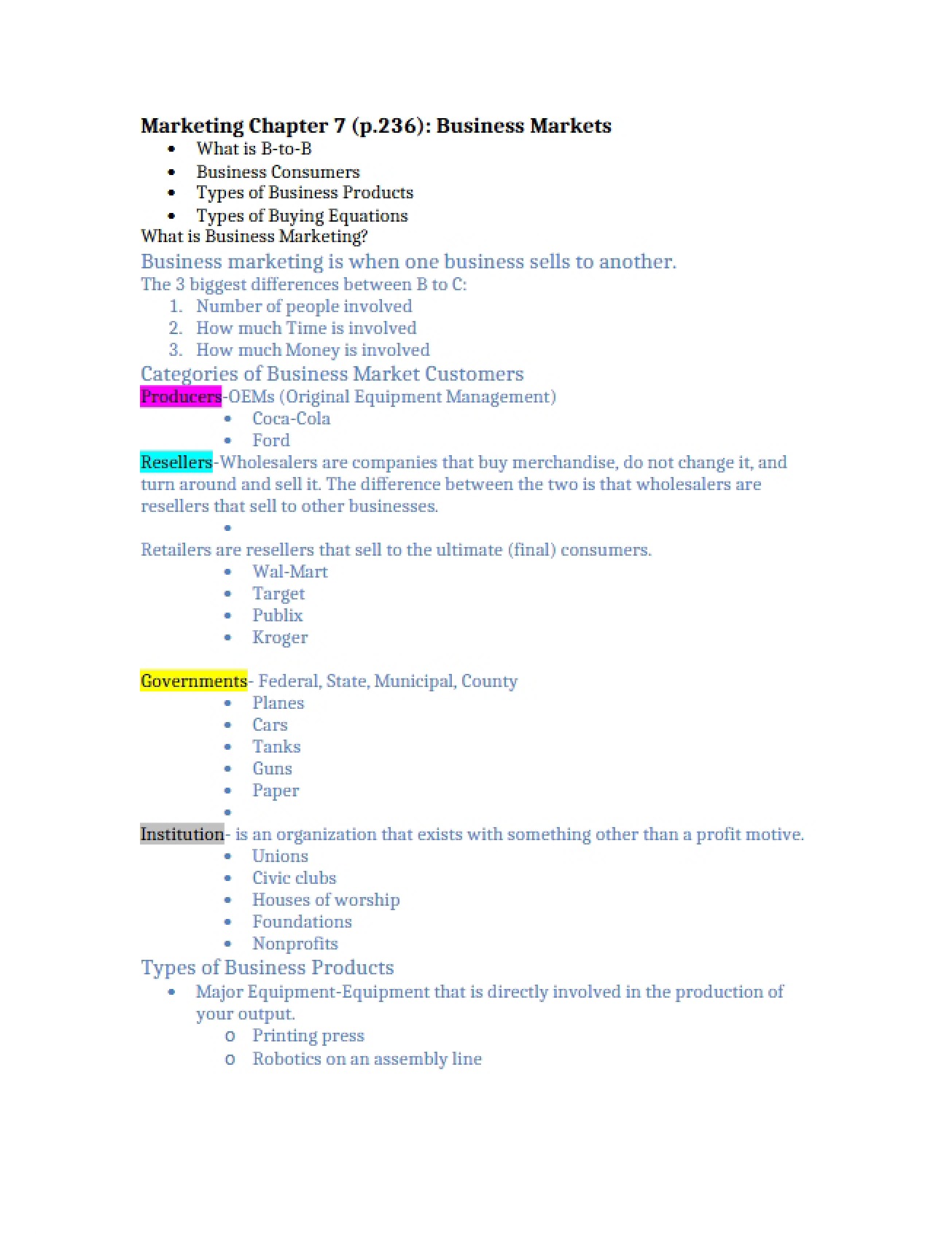 Chapter Seven Key Concepts