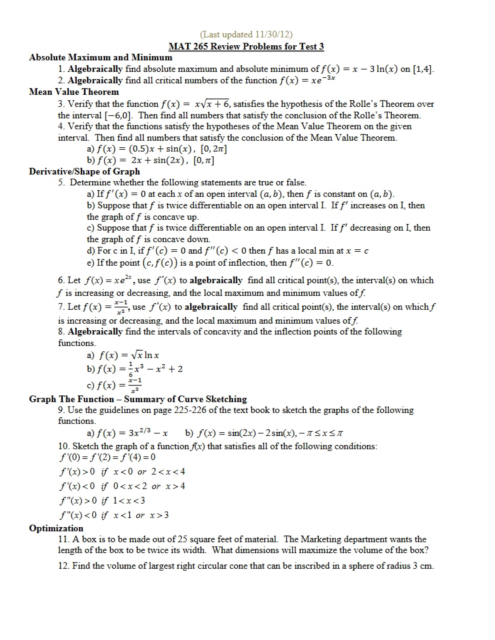 Third Test Review 2012