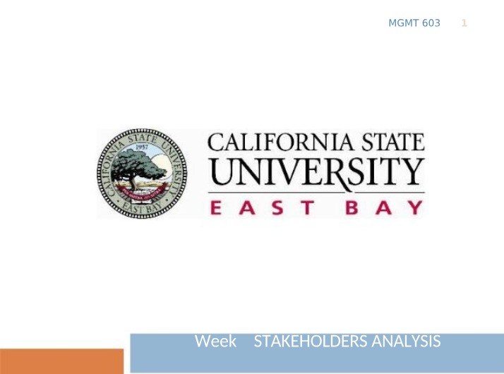MGMT 603 Week 2 - Stakeholder Analysis