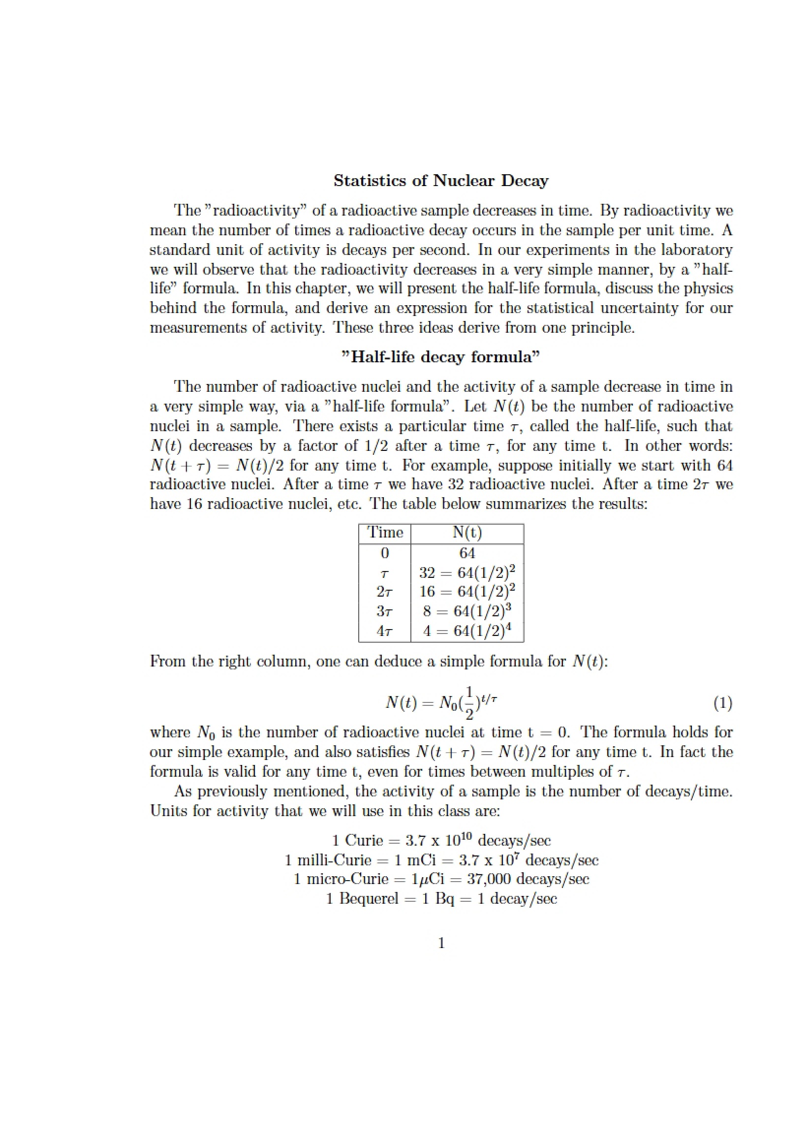 Nuclear Decay Statistical Analysis